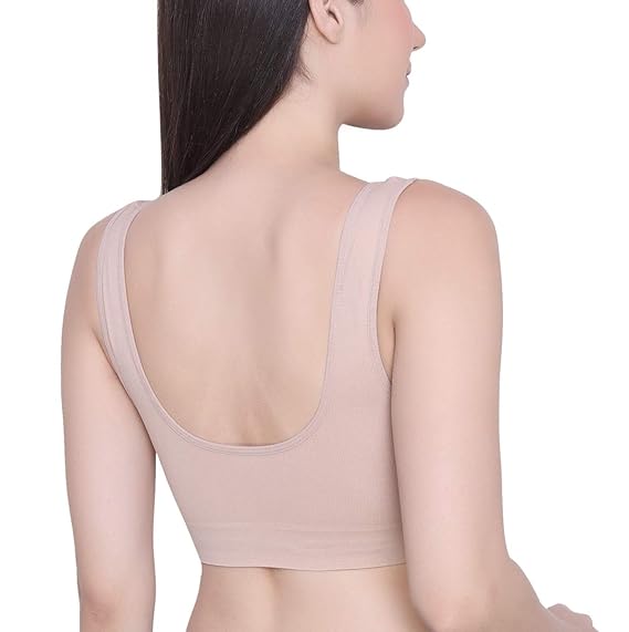 GLAMORAS Women’s Sports Bra – Nylon Elastane, Lightly Padded, Non-Wired, U-Back Design